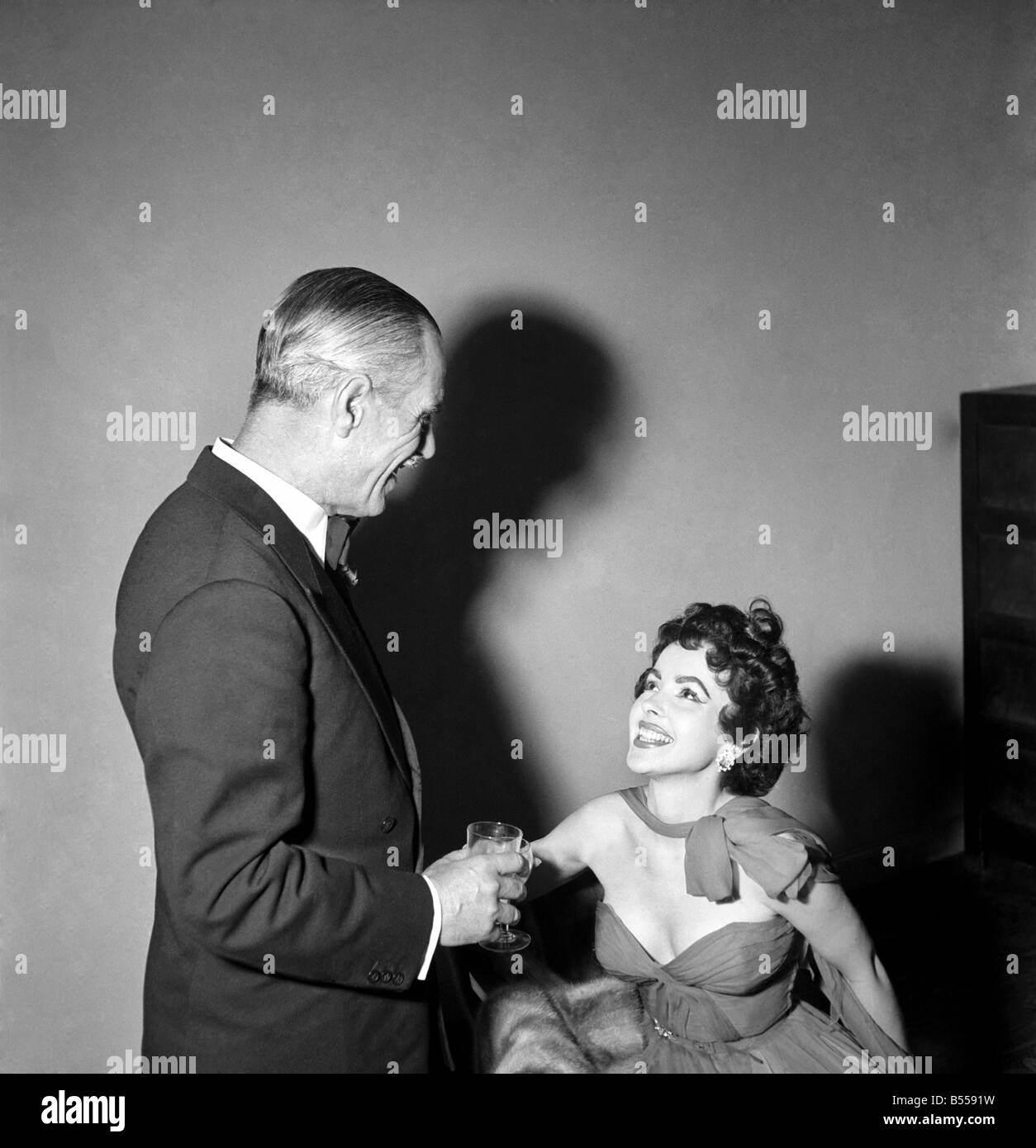 Film Star Mara Lane with Brigadier Soden. June 1953 D4063-003 Stock Photo