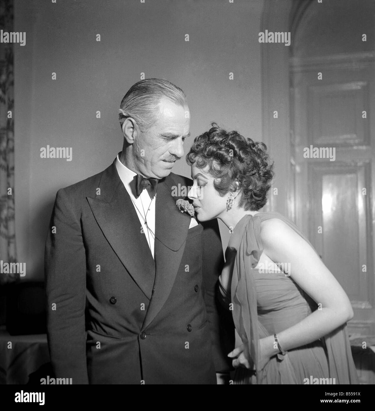 Film Star Mara Lane with Brigadier Soden. June 1953 D4063 Stock Photo