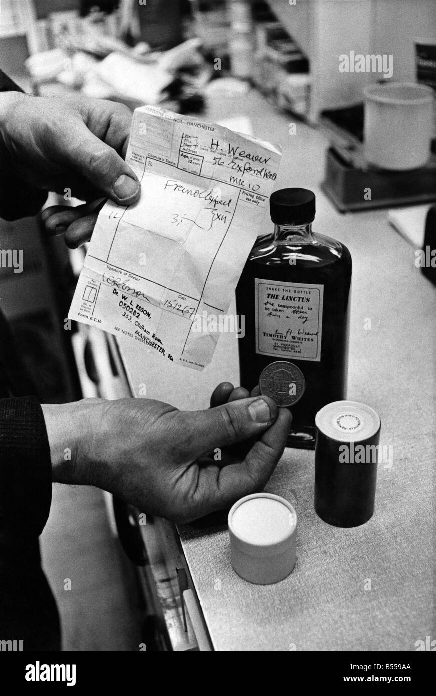 Prescriptions. January 1968 P011334 Stock Photo
