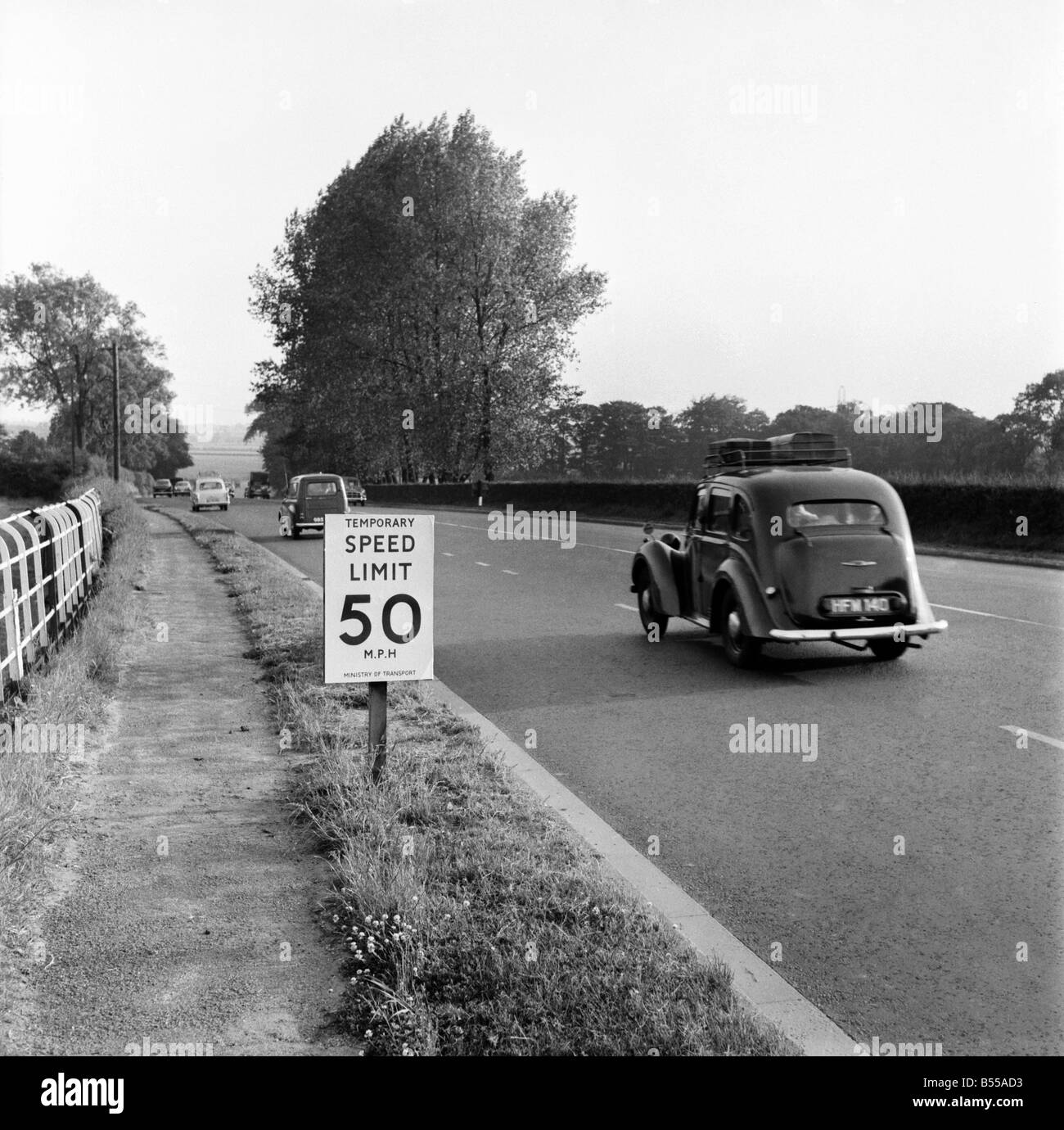 50 MPH Signs. June 1960 M4292 Stock Photo