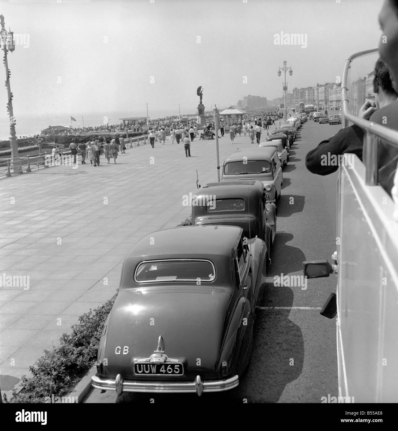 Traffic/Parked cars, street scene. June 1960 M4336-002 Stock Photo