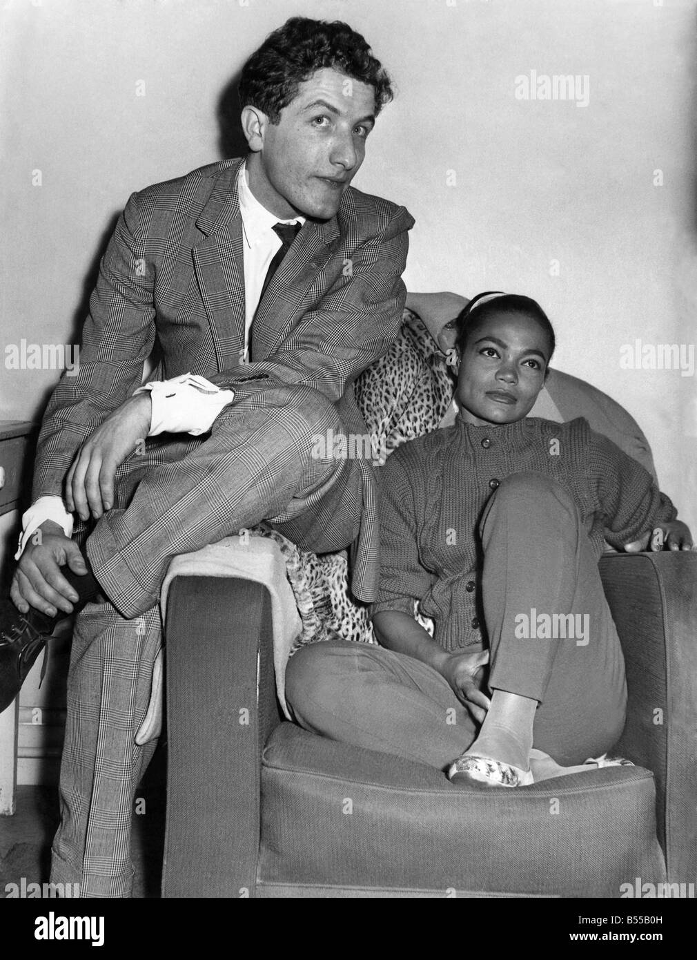 Eartha Kitt and John Hayman with whom the arrived at the London
