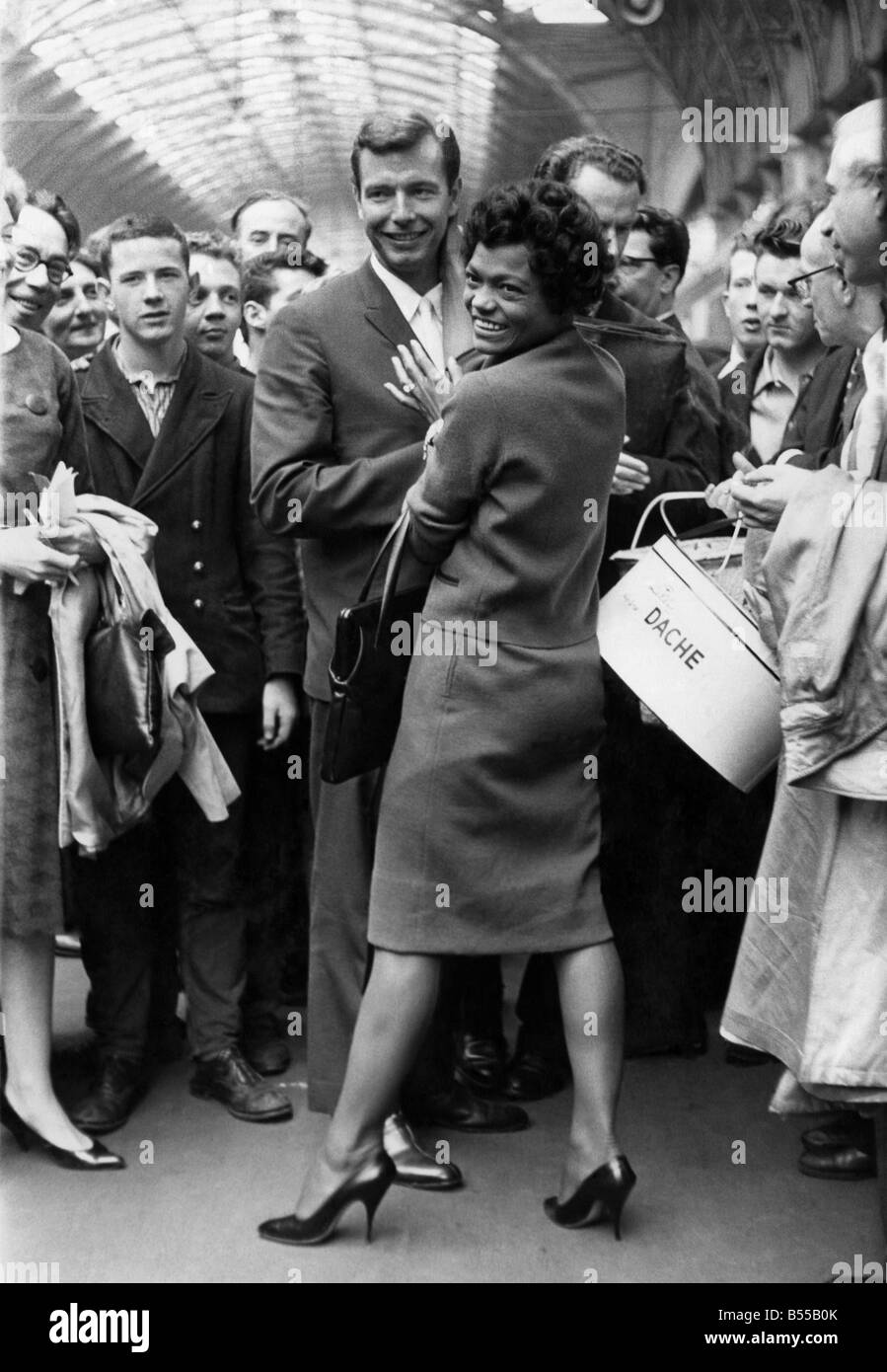 Eartha Kitt and husband Bill McDonald. August 1960 P012479 Stock Photo