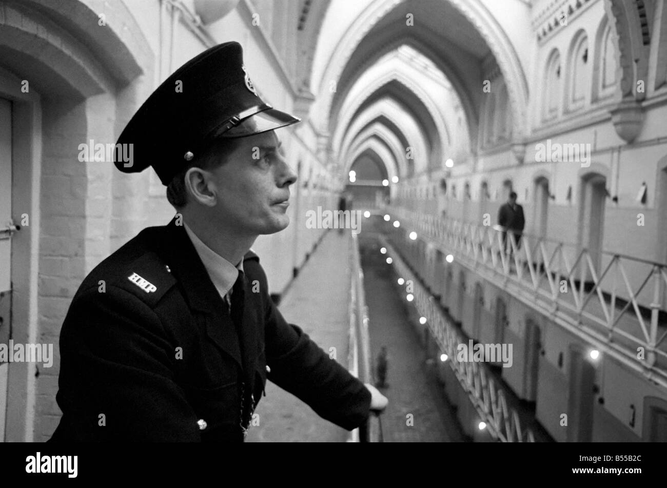 Crime Prisons: Prison Officer John Gaynor at work in Strangeways Jail, Manchester. November 1969 Z12020-007 Stock Photo