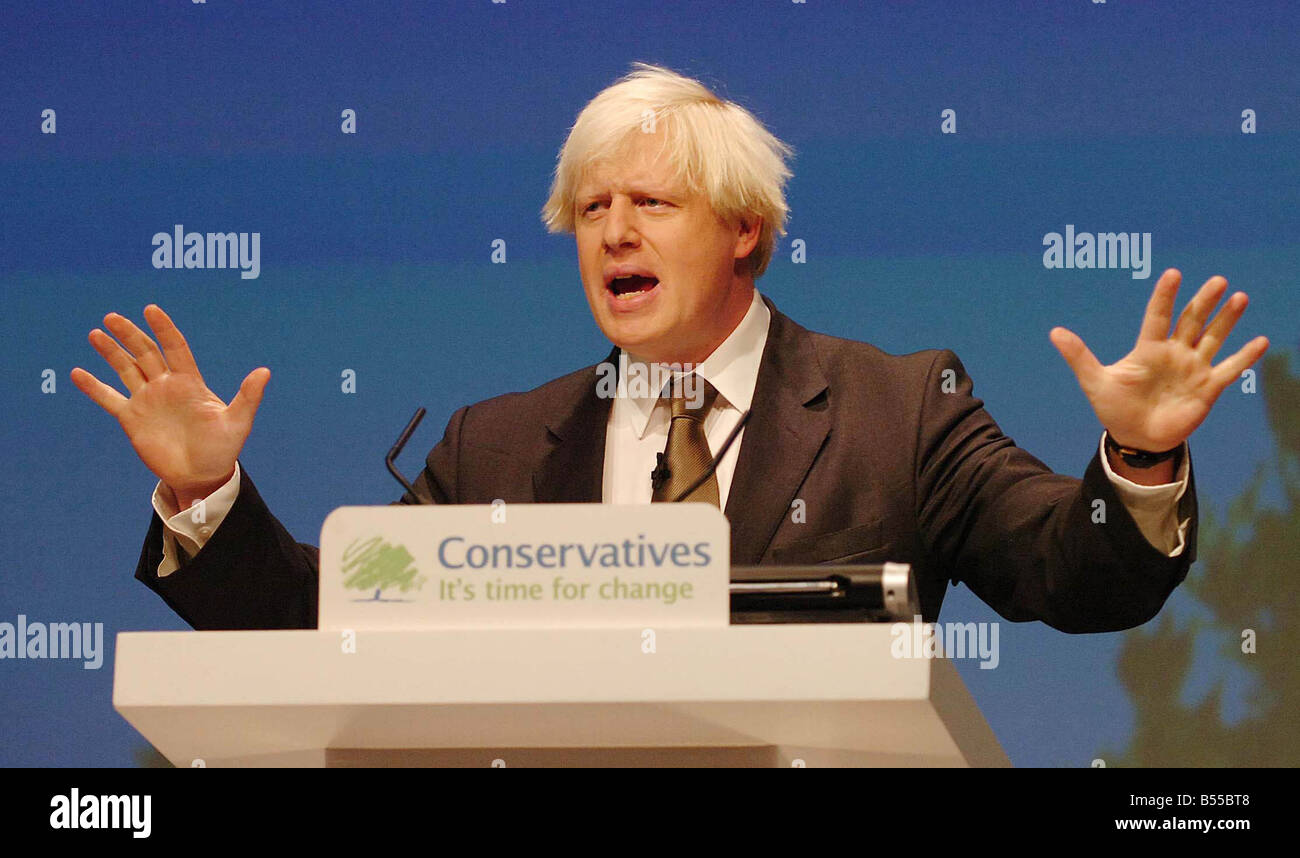 Conservative Party Conference at the Winter Gardens Blackool 2007 Boris Johnson making his speech Stock Photo