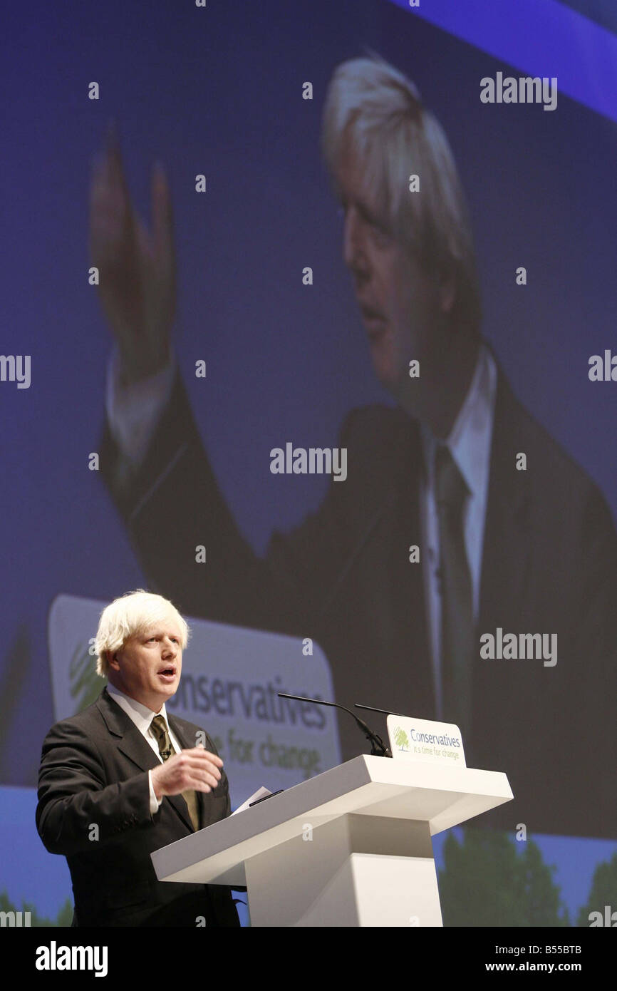 Conservative Party Conference at the Winter Gardens Blackool 2007 Boris Johnson making his speech Stock Photo