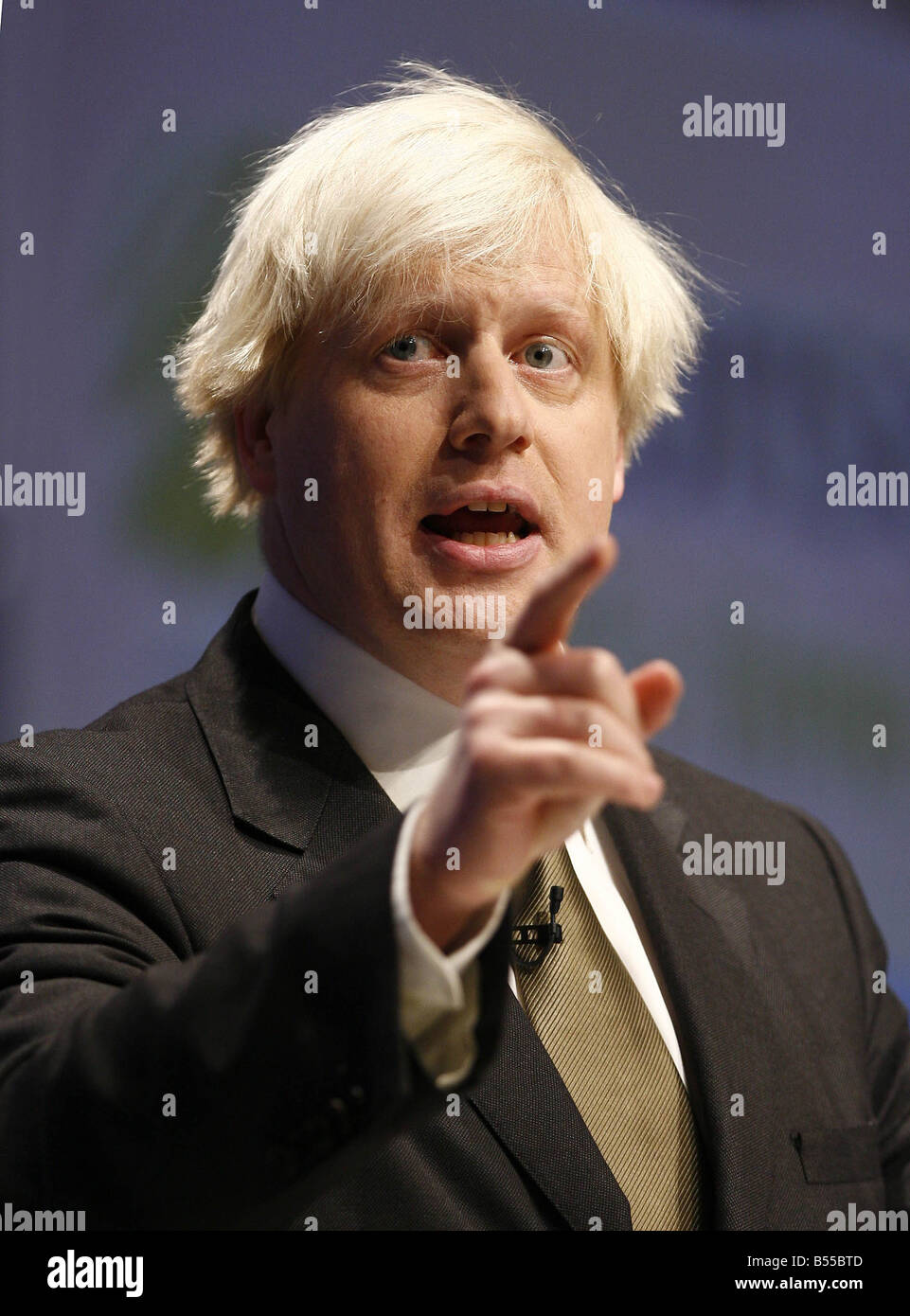 Conservative Party Conference at the Winter Gardens Blackool 2007 Wild eyed Boris Johnson Stock Photo