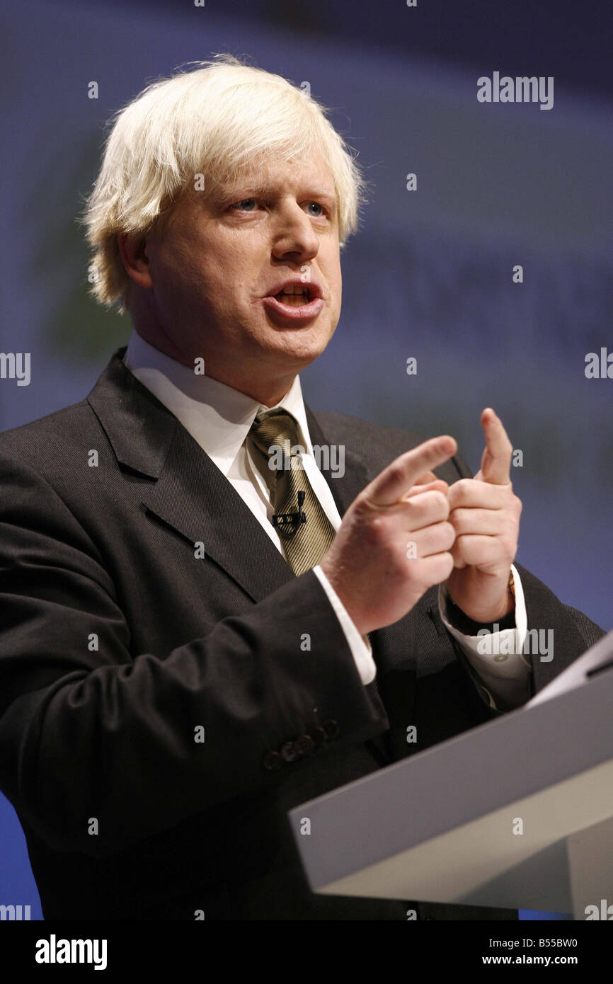 Conservative Party Conference at the Winter Gardens Blackool 2007 Wild eyed Boris Johnson at Tory Conf Blackpool Stock Photo