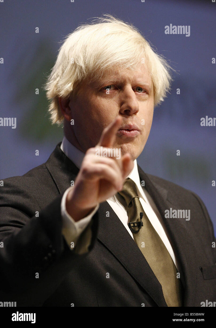 Conservative Party Conference at the Winter Gardens Blackool 2007 Wild eyed Boris Johnson at Tory Conf Blackpool Stock Photo