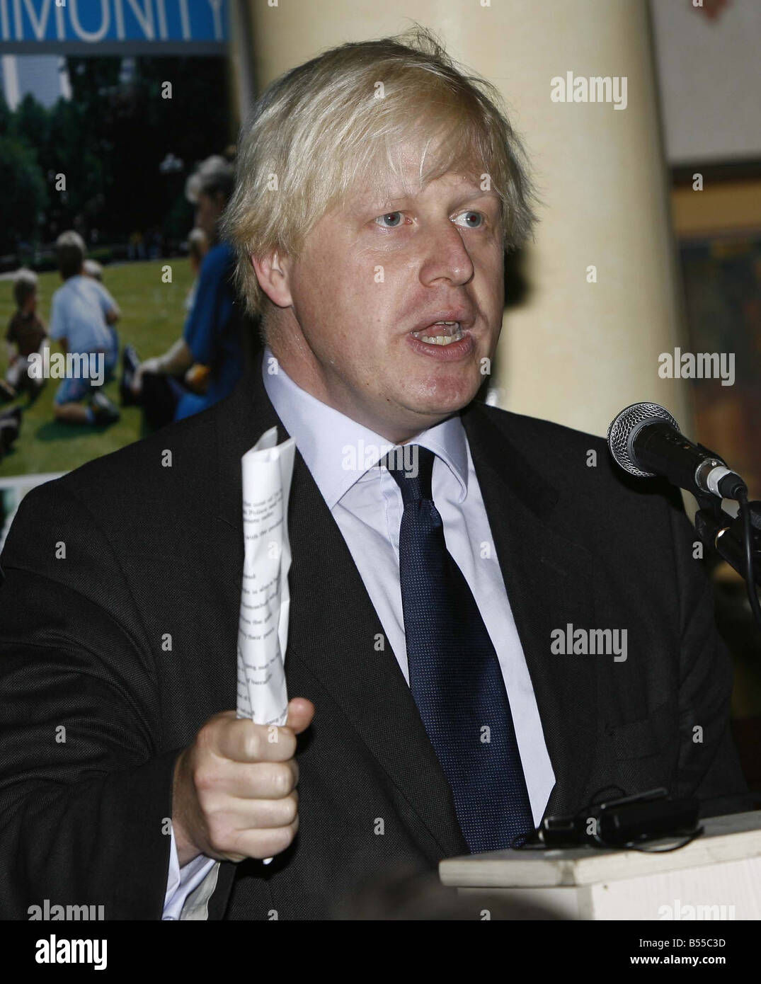 Conservative Party Conference at the Winter Gardens Blackool 2007 Mad looking Boris Johnson at a fringe meeting Stock Photo