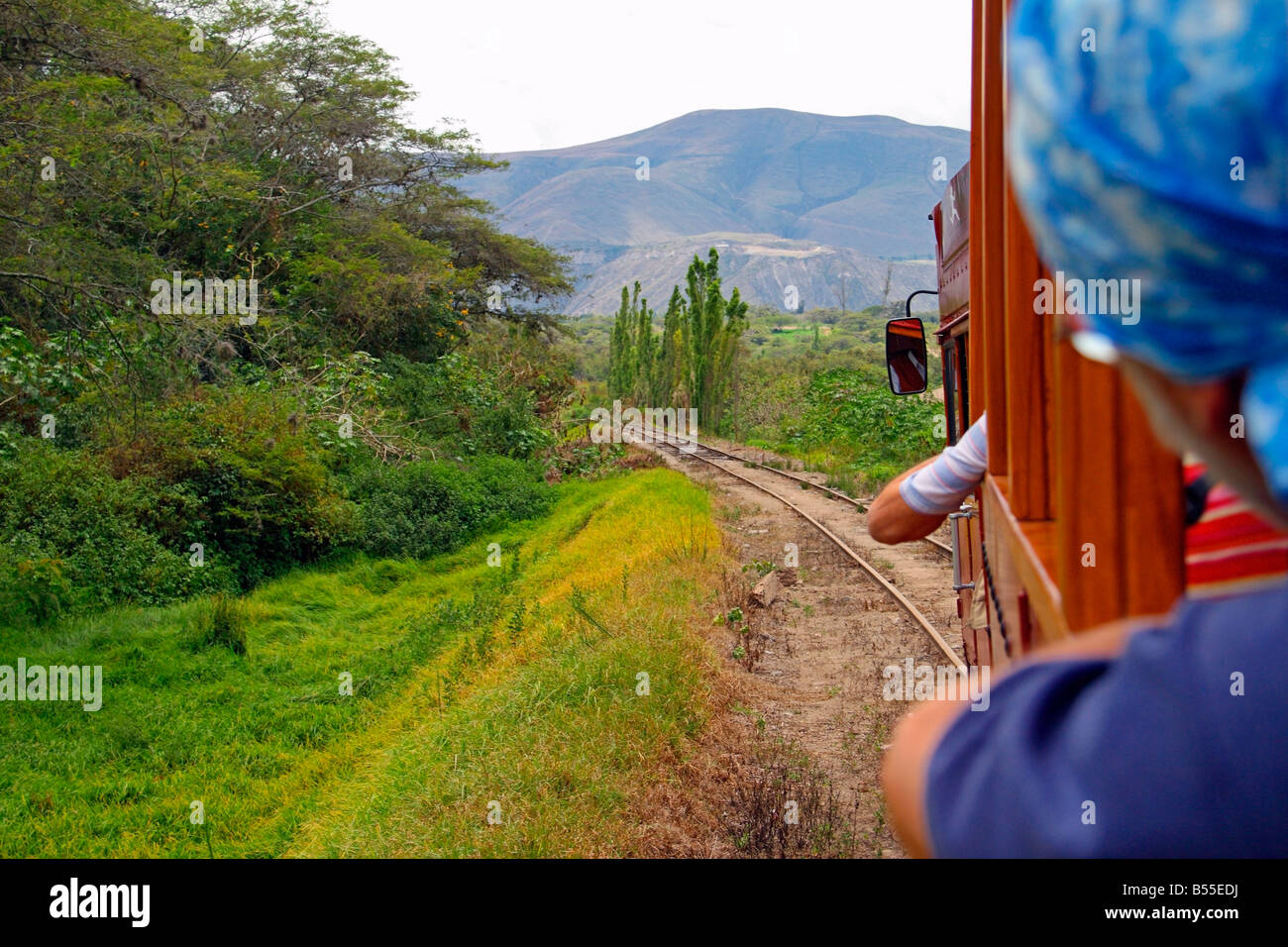 Travelling on the Chaski Antawa (Messenger Train), near Ibarra, Ecuador Stock Photo