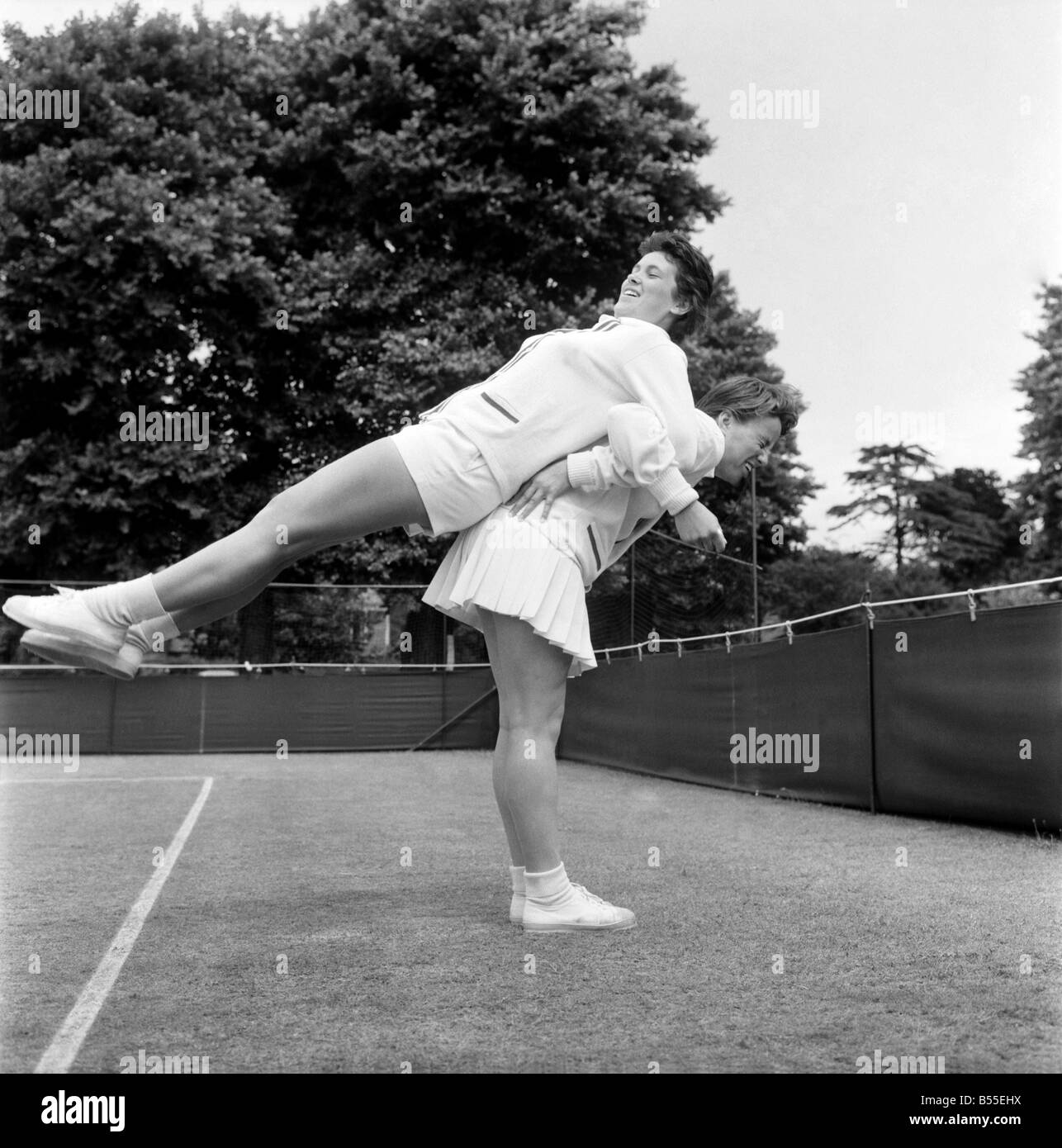 Lawn Tennis at Beckenham. Women training before a match at the club