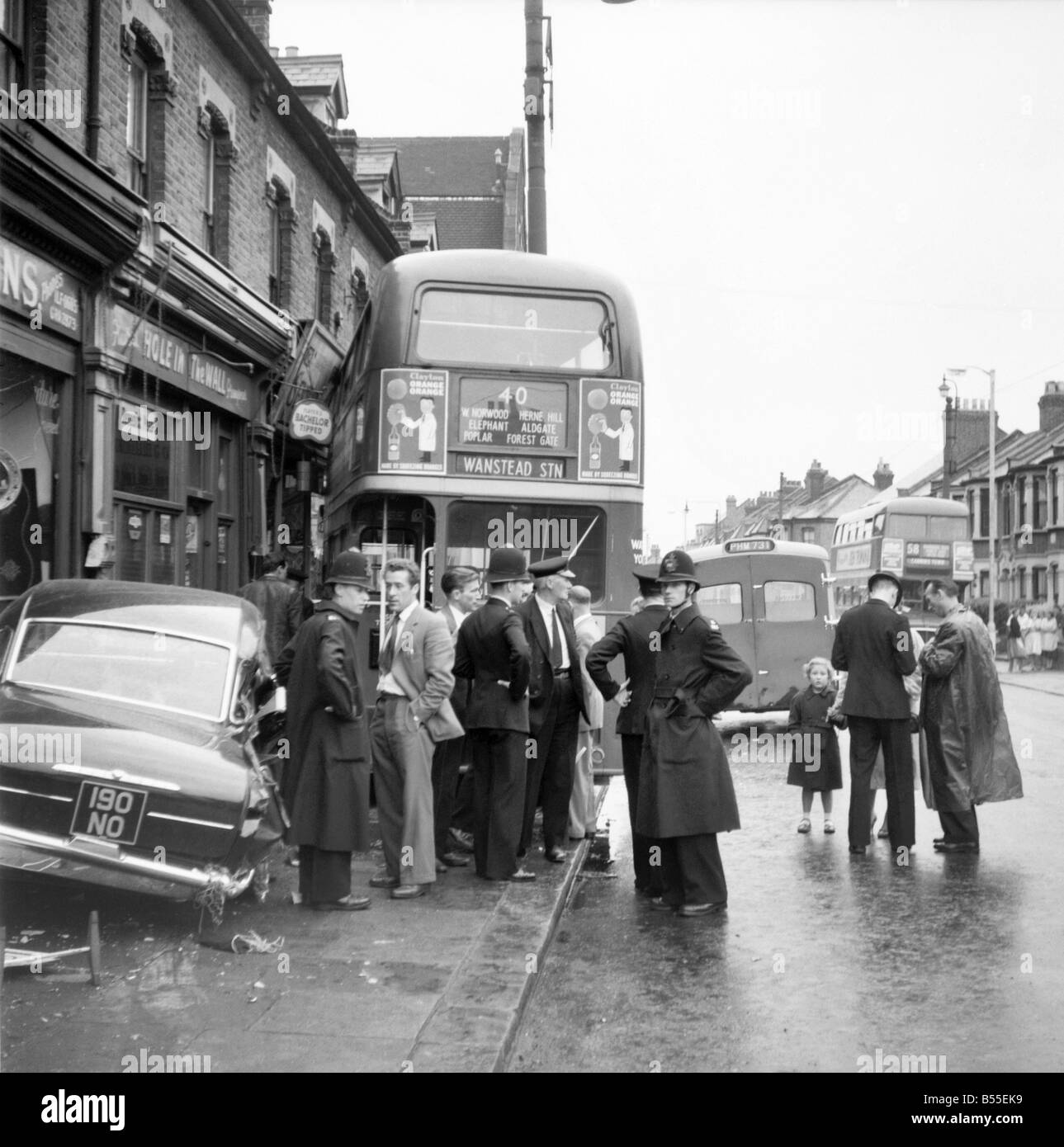 Police take statements following a crash at Green Street, Upton Park