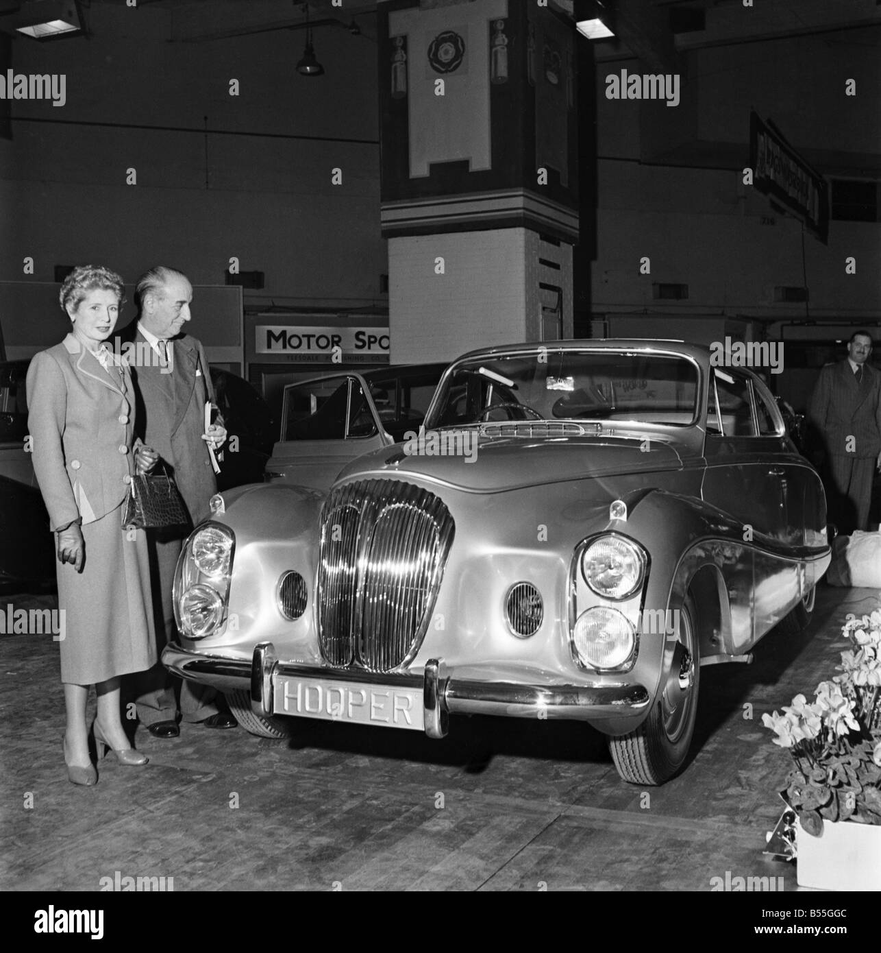 Motor Show: Sir Bernard and Lady Docker photographed beside their new ...