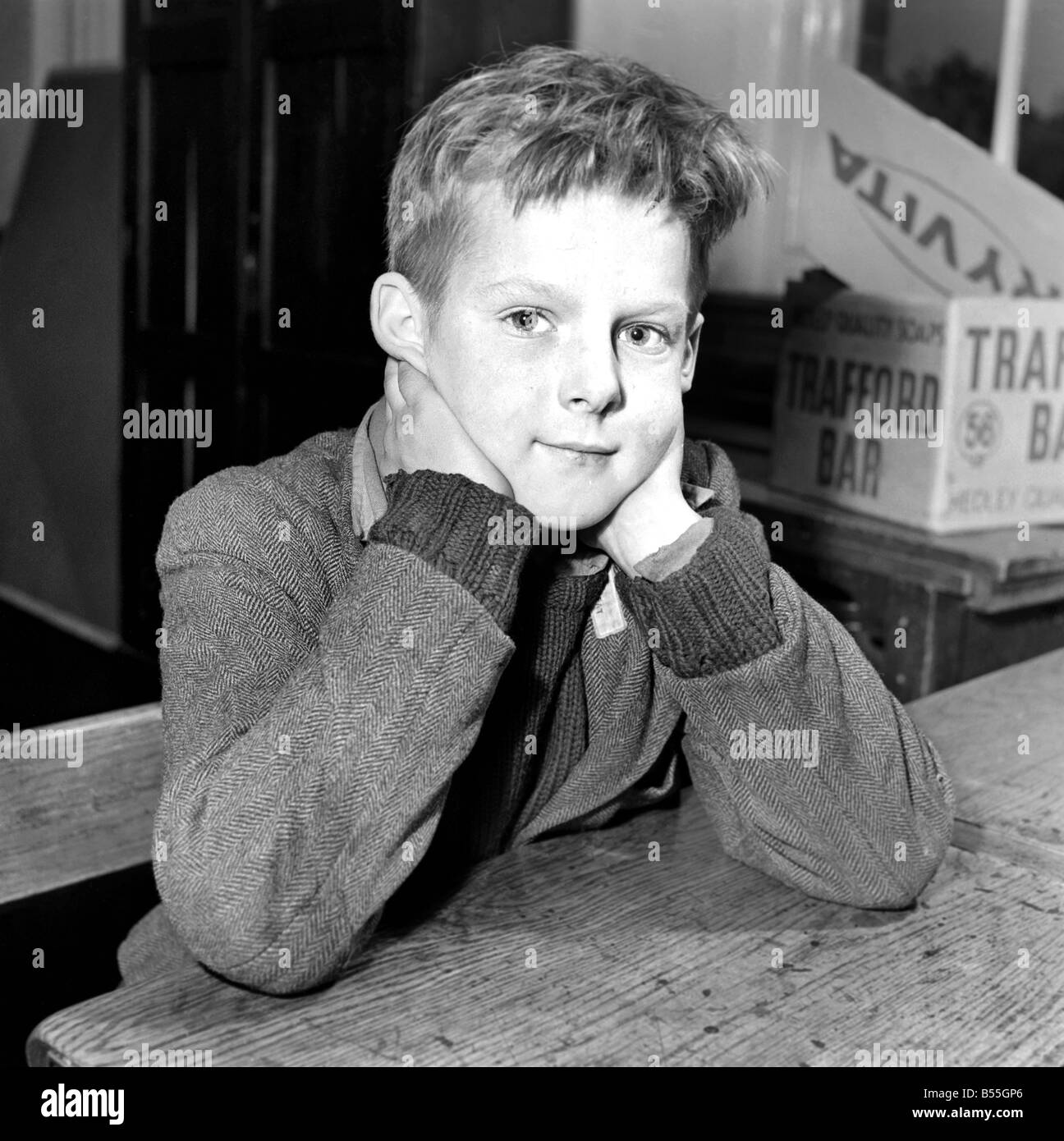 Orphan boy seen here at the Manchester Orphanage. December 1953 &#13;&#10;D7472 Stock Photo