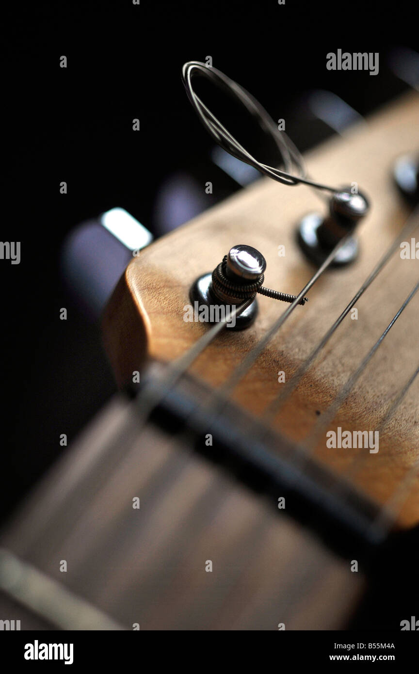 guitar tuning keys strings and neck Stock Photo Alamy