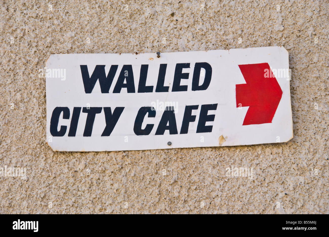 Sign for WALLED CITY CAFE in Northern Nicosia Turkish Republic of Northern Cyprus Stock Photo