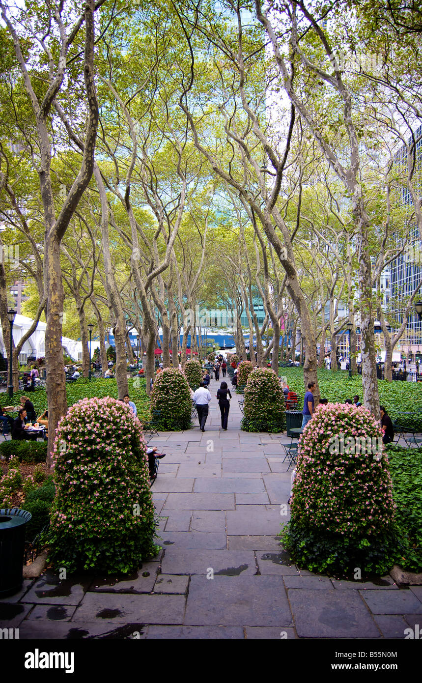 Bryant Park in Full Bloom Summer in New York City (For Editorial Use Only) Stock Photo
