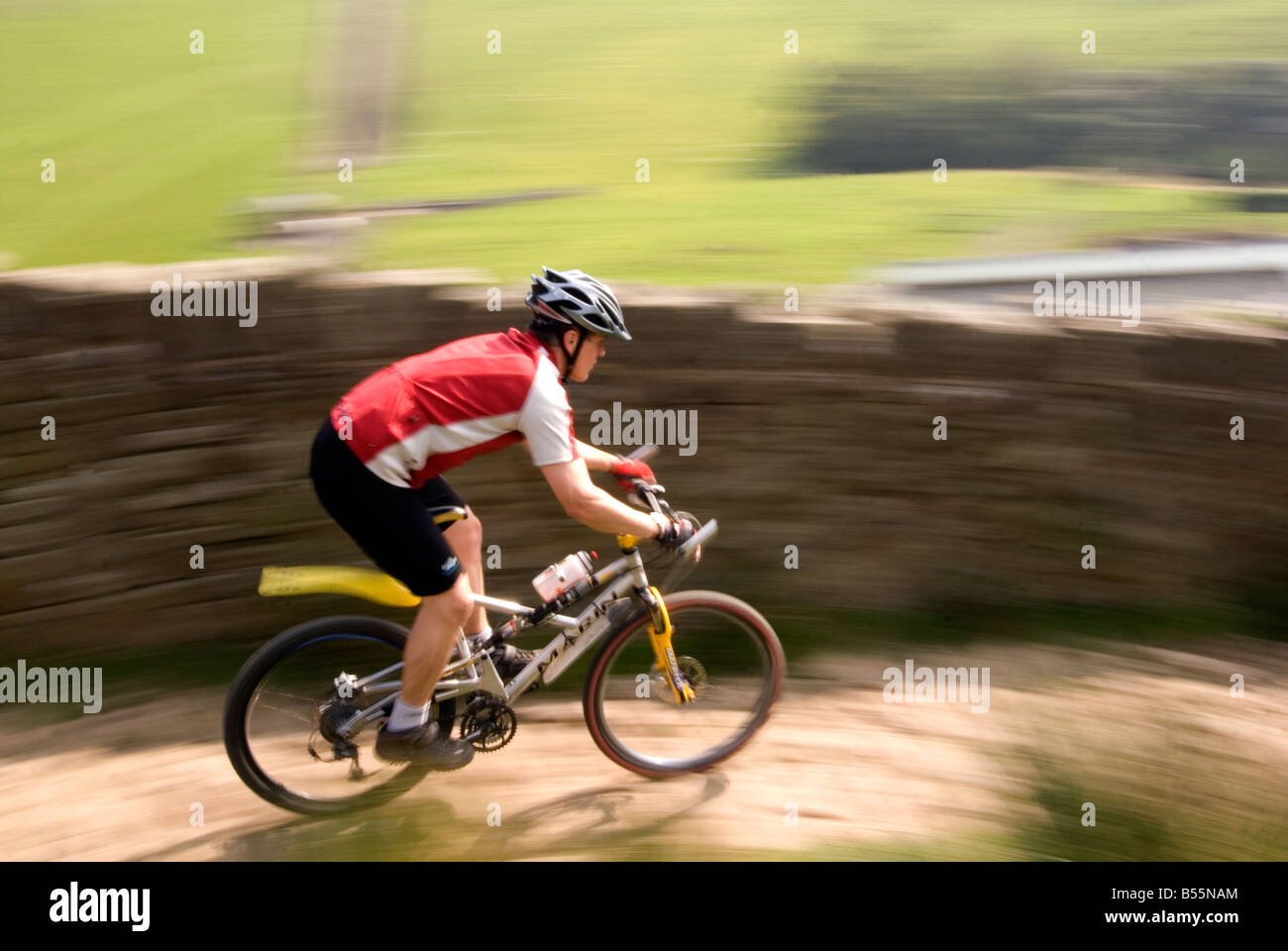 mountain biking in the Peak District National Park Derbyshire UK England GB Great Britain Stock Photo