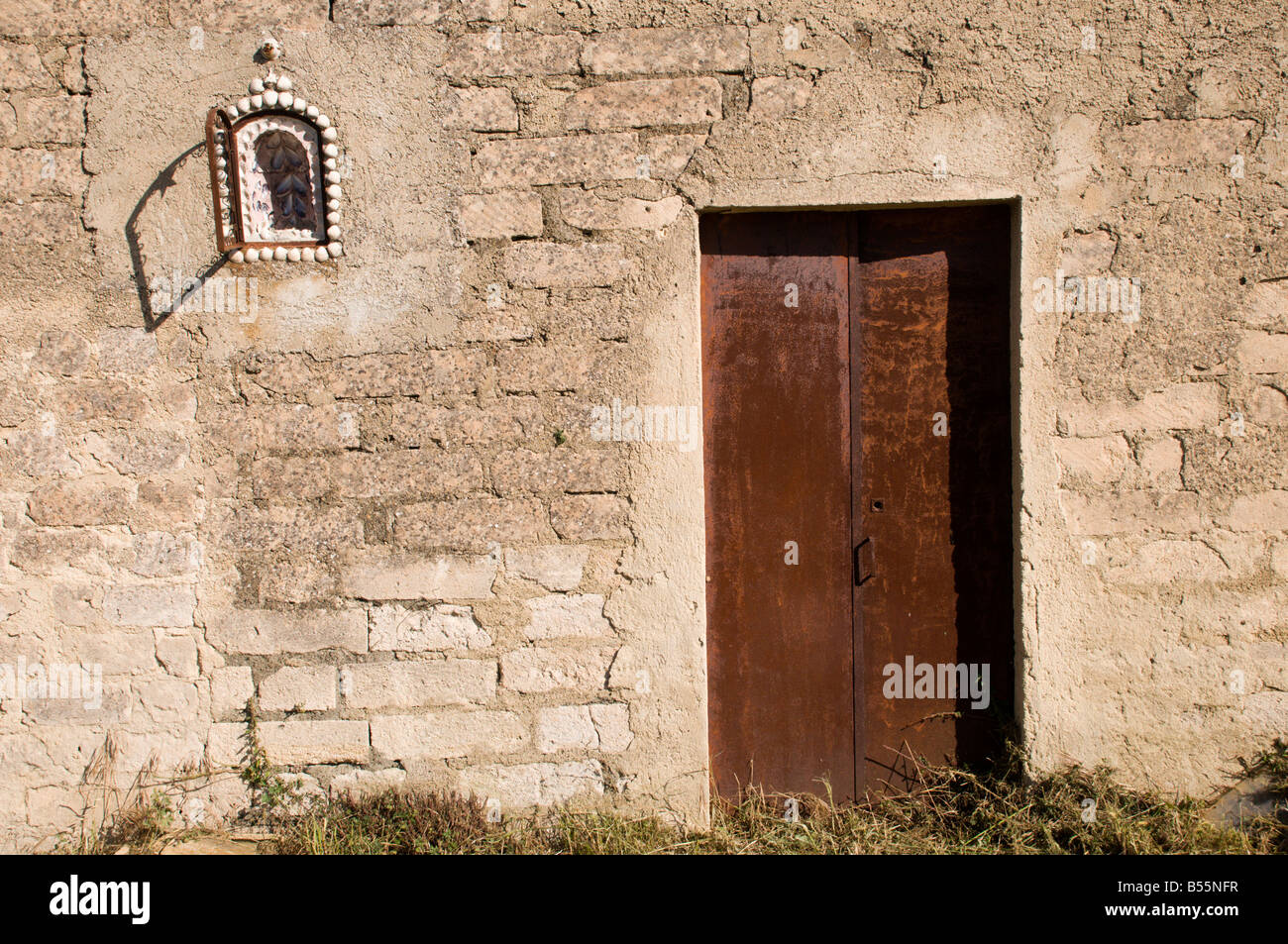 Door of old traditional sicilian house Stock Photo