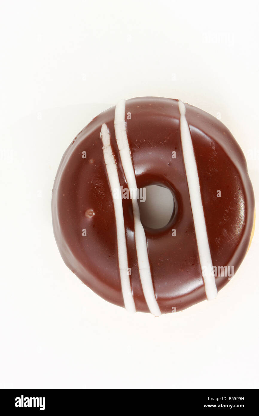 Chocolate glazed donut isolated on white Stock Photo - Alamy