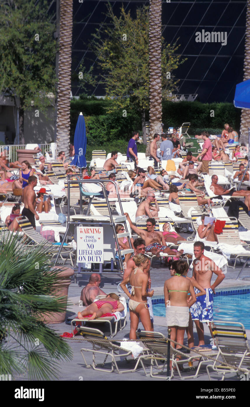 People at the Pool of Casino Luxor in Las Vegas Nevada USA Stock Photo
