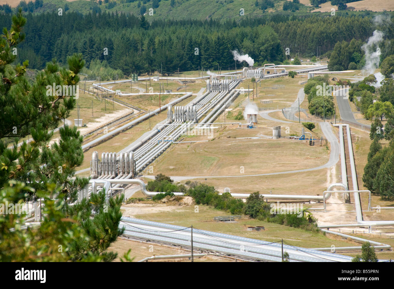Wairakei geothermal power station, North Island, New Zealand Stock