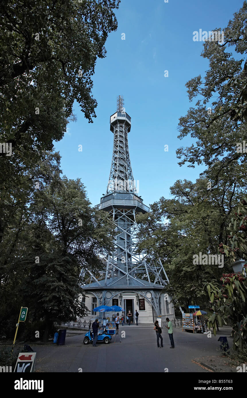 Prague Petrin Park observation tower Stock Photo