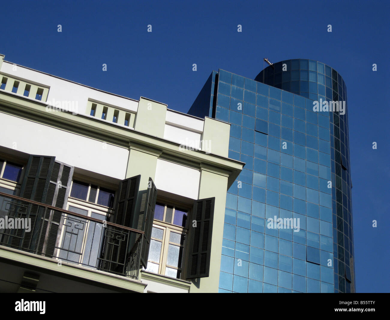 New luxury business building stands in stark contrast to an old