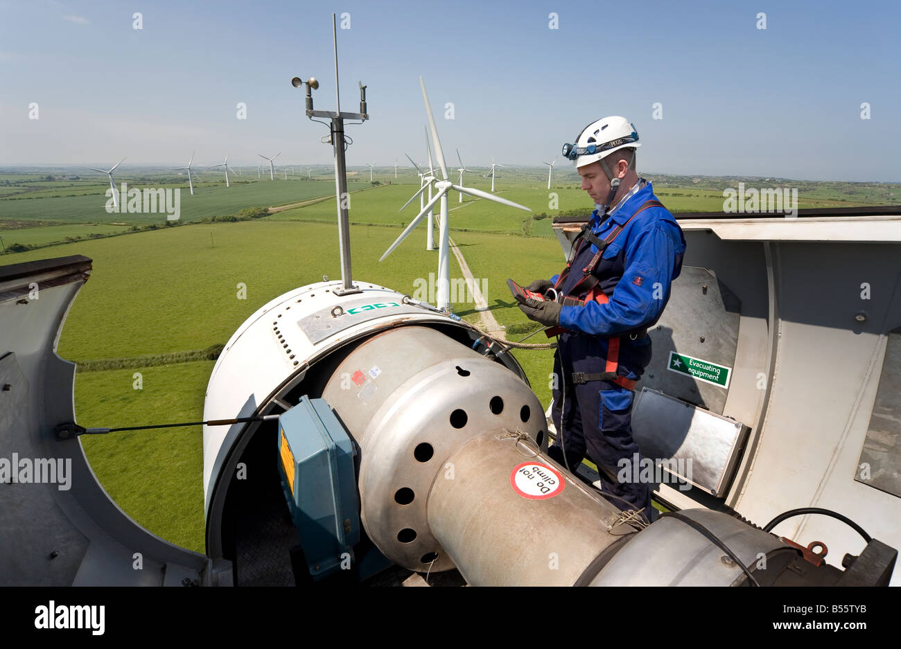 Maintenance of industrial wind power turbine nacelle Stock Photo Alamy