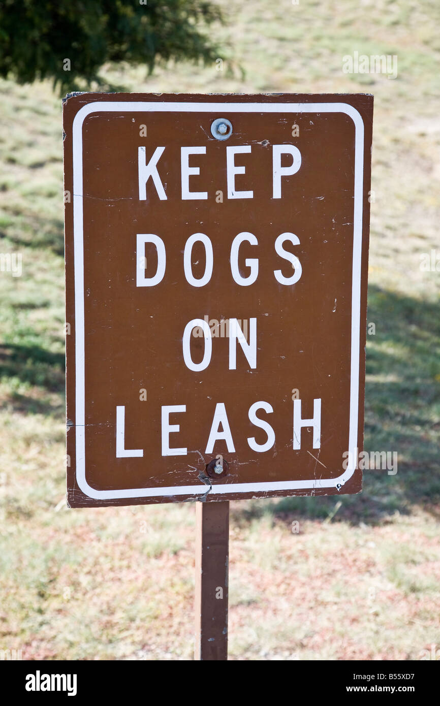 Sign Keep dogs on leash, USA Stock Photo Alamy