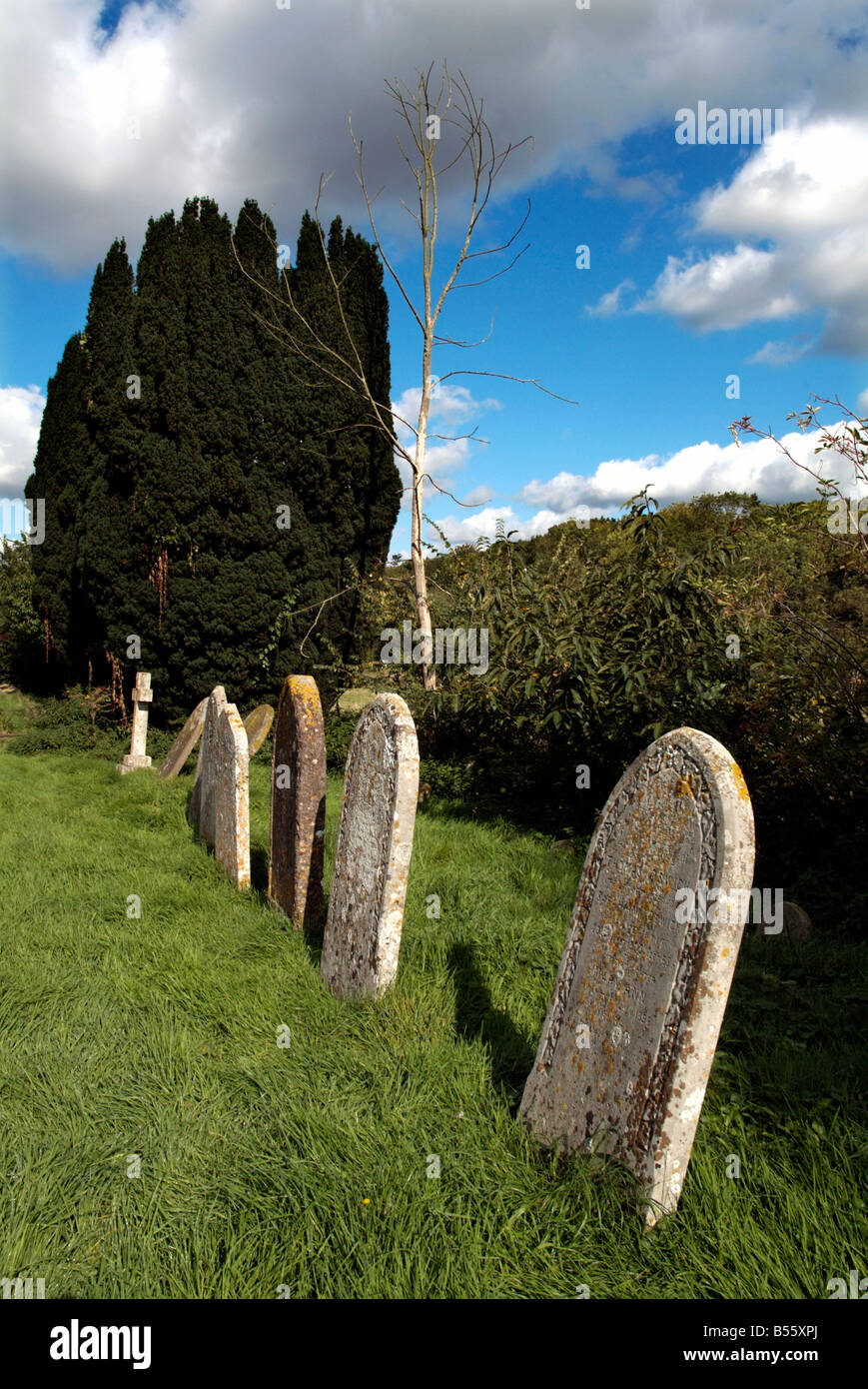 graveyard and headstones at HOningham Church Norfolk England Stock