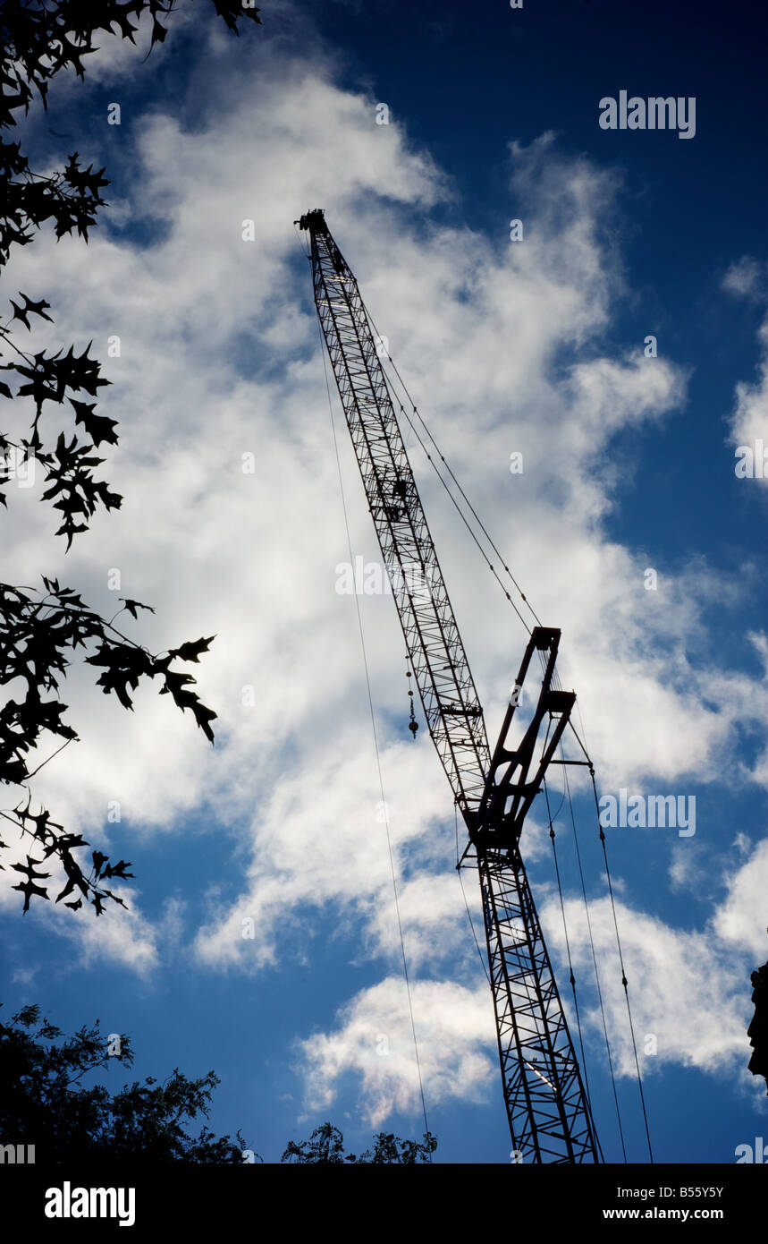 Silhouette of Construction Crane in New York City Stock Photo