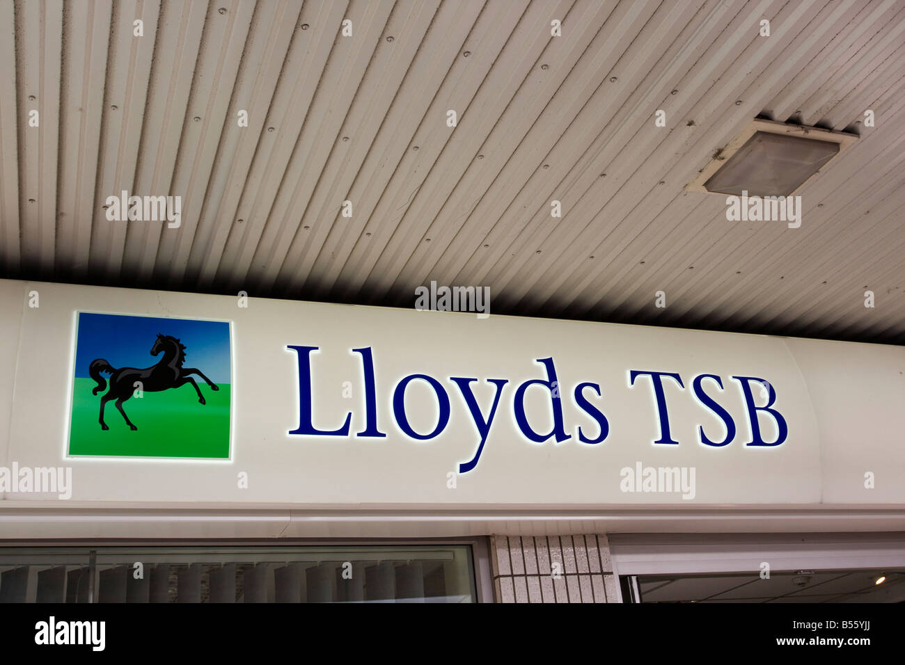 Lloyds TSB bank sign above entrance Stock Photo
