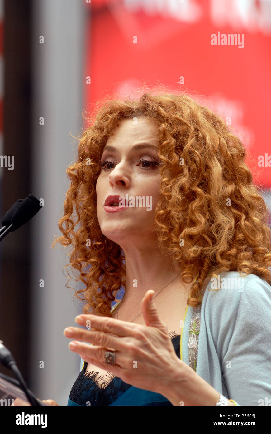 Actress Bernadette Peters attends the opening of the new TKTS half price Broadway theater ticket office in New York Stock Photo