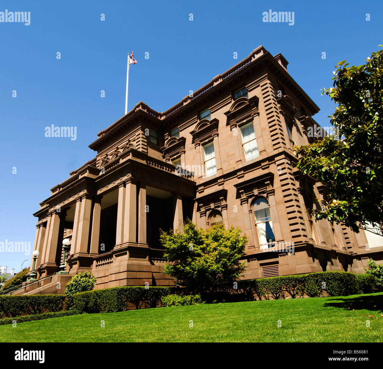 California San Francisco The Flood Mansion, a prominent Victorian architectural legacy on Nob Hill. Stock Photo