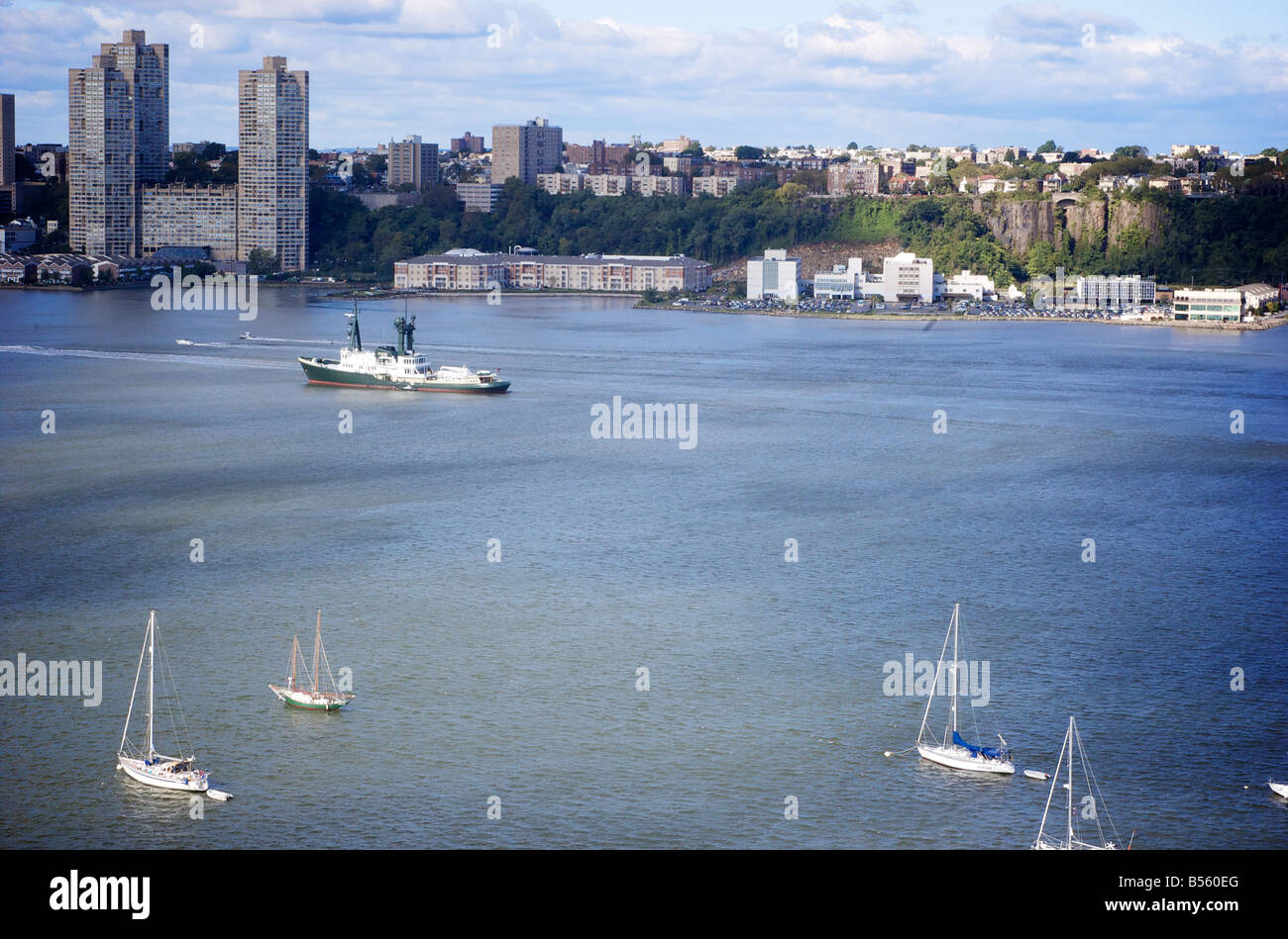 Bird s Eye View of New Jersey and Hudson River from Upper West Side of New York City Stock Photo