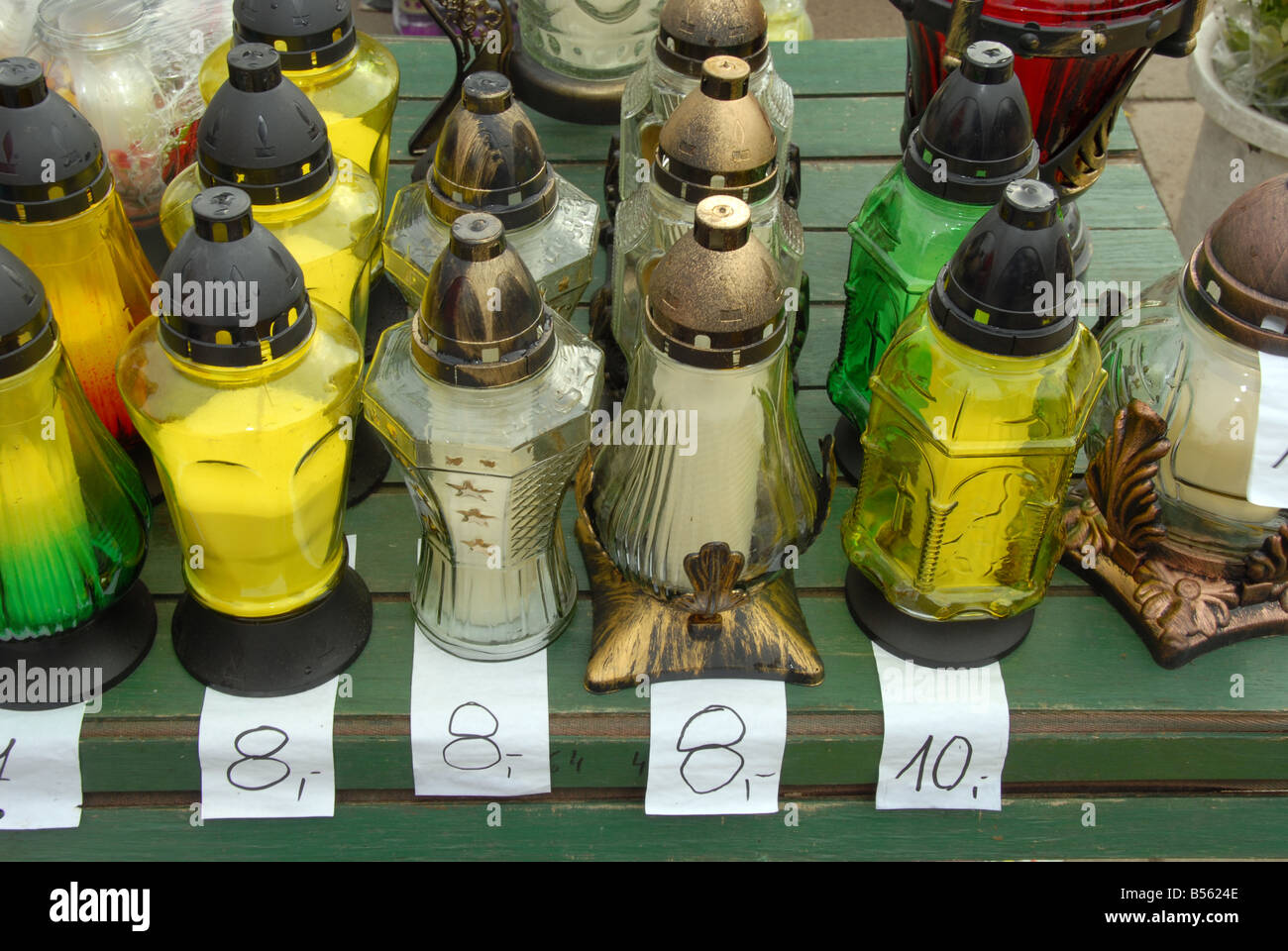 Candles in the autumn shoop Stock Photo