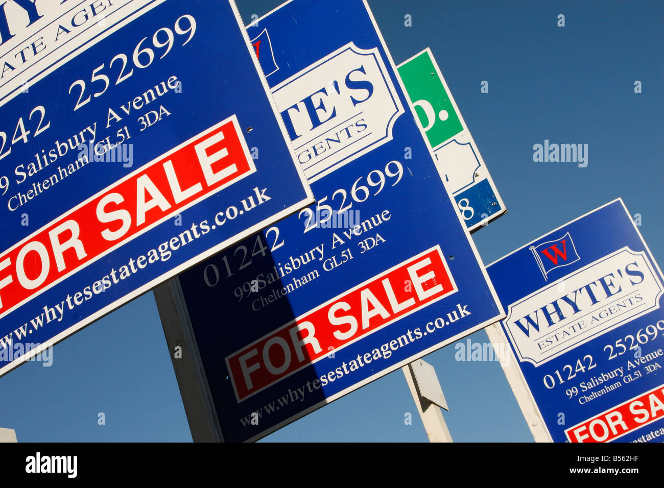 Property for sale signs in the UK Stock Photo