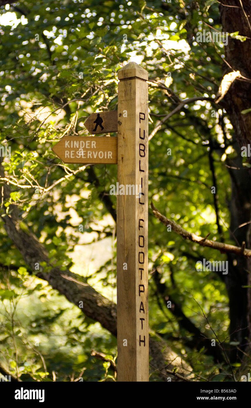 Wooden signpost in the Peak District National Park Derbyshire UK England GB Great Britain Stock Photo