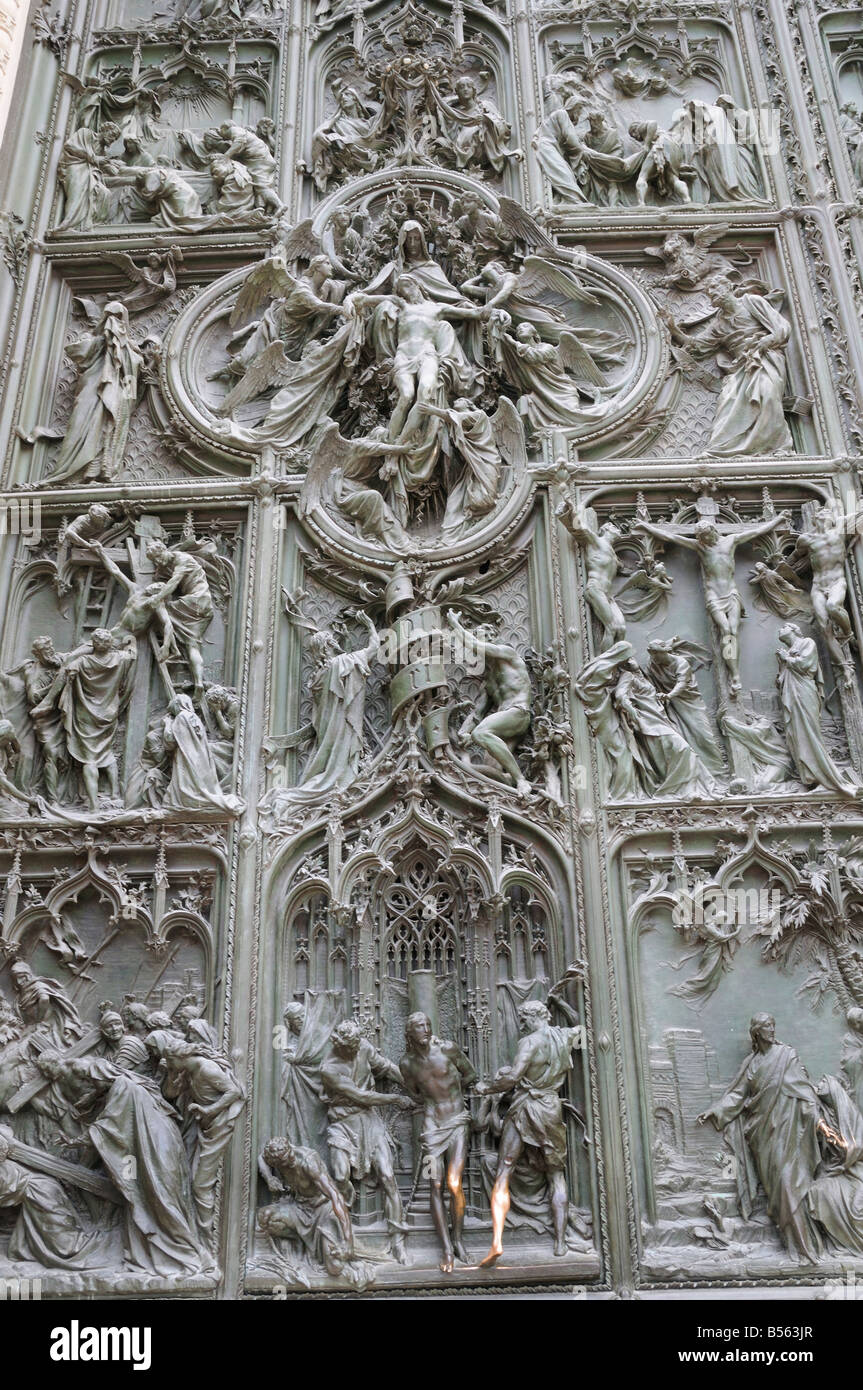 Bronze Door of the Duomo (Cathedral) of Milan in Northern Italy