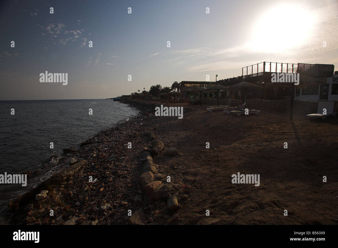 View of the shore of the Gulf of Aqaba in Dahab in Egypt, north Africa Stock Photo