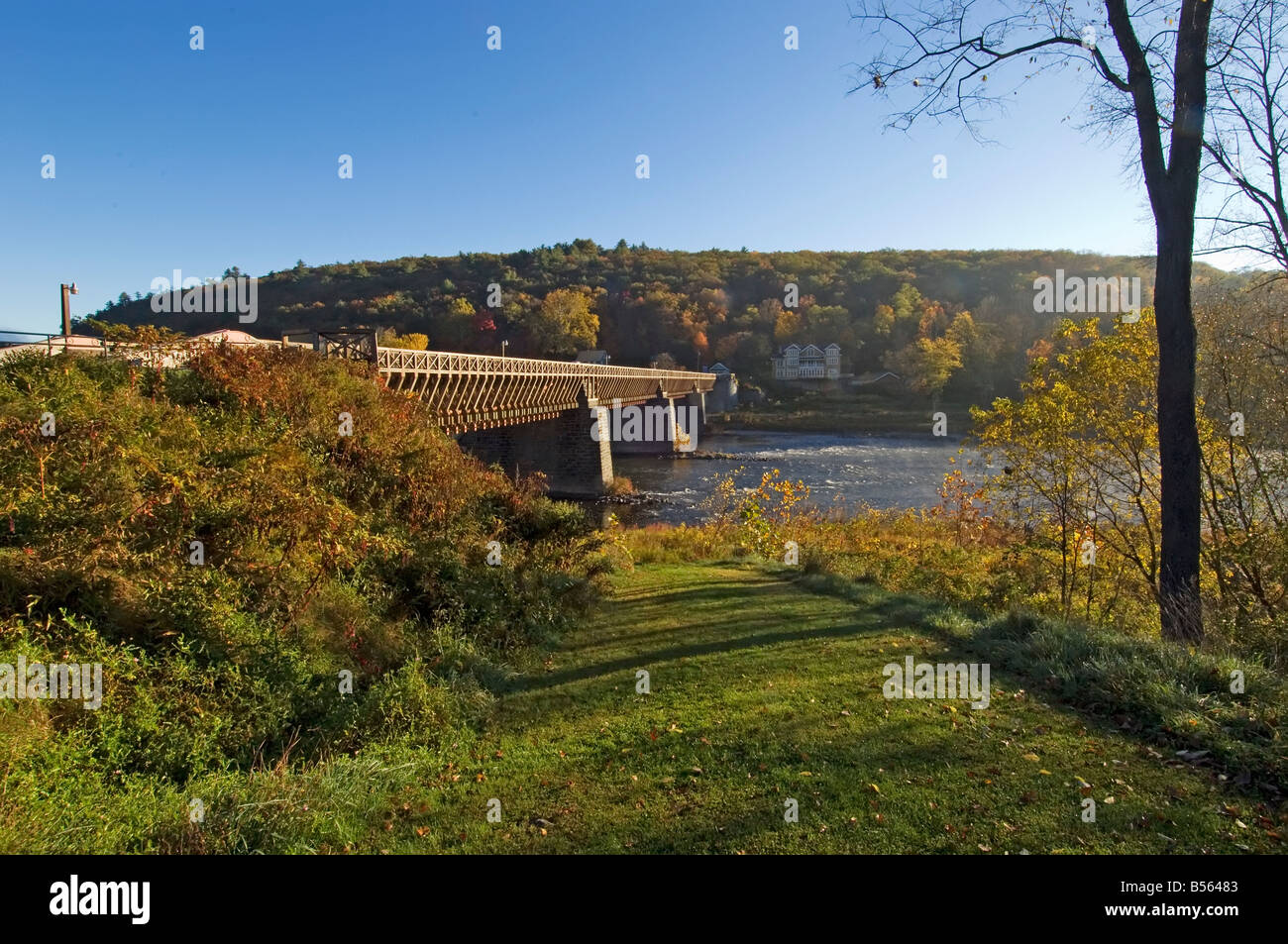 John A. Roebling Single Span Suspension Bridge Stock Photo