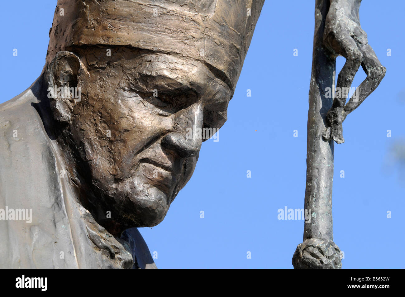 A statue representing late Polish pope John Paul 2, in the courtyard of ...