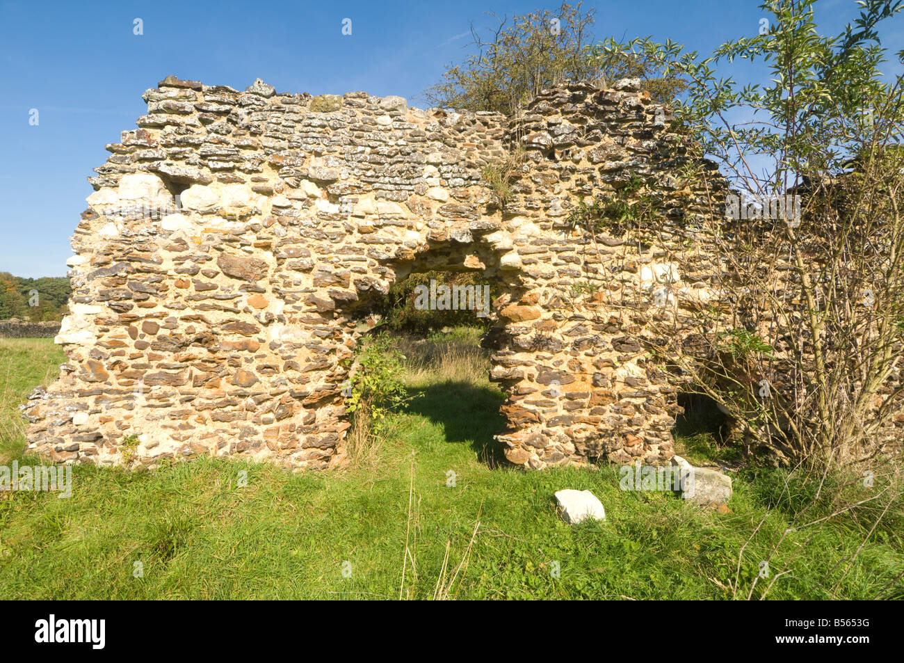 Ruined Wall Waverley Abbey Surrey UK Stock Photo
