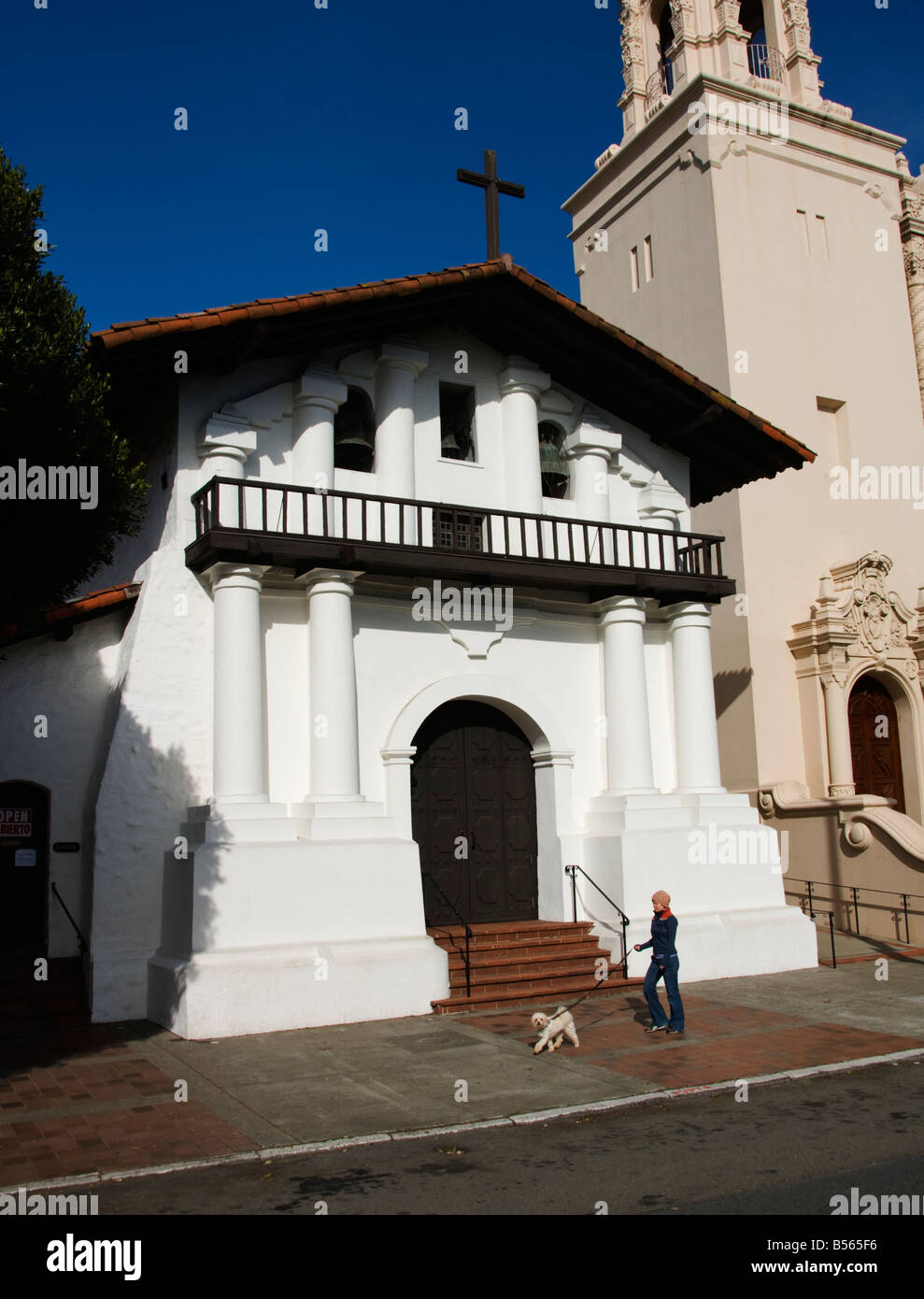 California San Francisco Exterior of Mission Dolores the Spanish mission Stock Photo