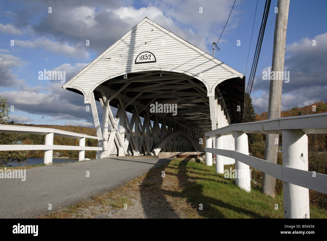 Groveton Covered Bridge during the autumn months Located in Groveton