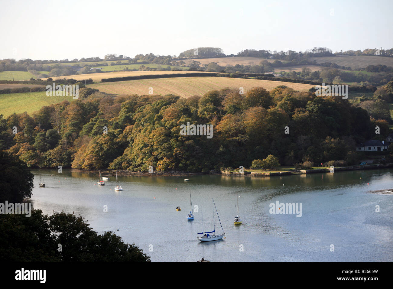 Roundwood Quay at  Lamouth and Cowlands Creeks River Fal Cornwall Stock Photo