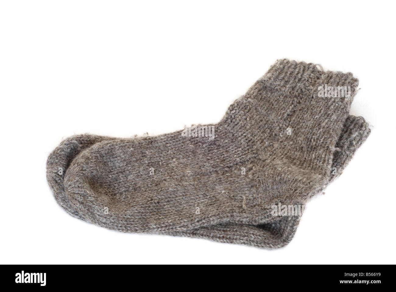 Wool knitted socks isolated on white Stock Photo
