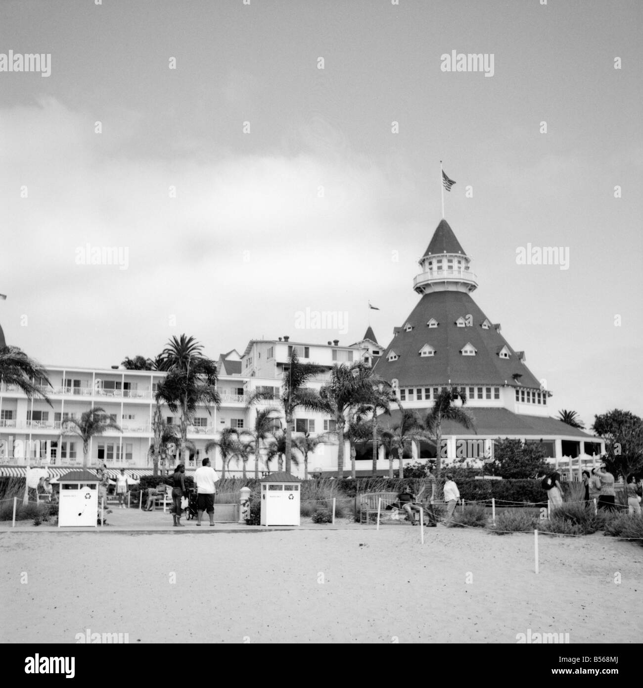 A view of the Hotel del Coronado from the backside of the property. Stock Photo